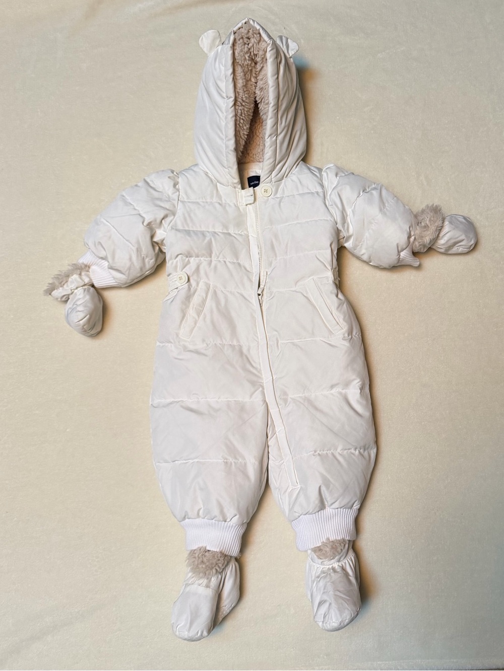 Baby Gap White Puffer Bunting Snowsuit One-Piece 6M